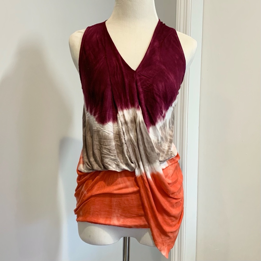YFB Tie Dye Cleo Tank. Orange, taupe and burgundy!